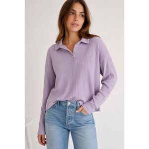 Madewell Ribbed Polo Top Small Lavender Long Sleeve Soft Minimalist